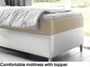 MEBLINI Kinderbett mit Bettkasten MAYA 1 80x200 Links - H3/Beige Samt Gepolstert Einzelbett mit Matratze - Polsterbett mit Stauraum - Bett mit Kopfteil – Stauraumbett Bild 4