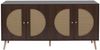 Sideboard HWC-P49, Schrank Kommode mit Türen Anrichte Staufächer, Poly-Rattan MDF Melamin 80x160x40cm ~ Walnuss-Optik Bild 5