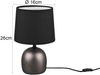 LED Tischleuchte Keramikfuß Silber & Stoffschirm Schwarz, Höhe 26cm Bild 4