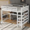 Merax 140 x 200 Kinderhochbett mit Ablagefächern und Unterbettschreibtisch, Weiß Bild 3