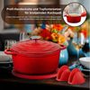 Zedelmaier Bräter Gusseisen Topf 22/24/26cm Incl. Silikon Topflappen Topfuntersetzer, (Set, 1 Pot mit 1 lid, 2 Ofenhandschuhe, 1 Topfuntersetzer), Backofengeeignet Induktionsgeeignet Zum Braten, Schmoren, Kochen Bild 3