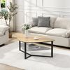 FINEBUY Couchtisch FB111830 Wohnzimmertisch Nierenförmig Eiche Optik Glas Ablage 110 cm (Sofatisch Nierenform 110 cm Eiche Optik Retro), Wohnzimmertisch mit Glasablage, Metallgestell Bild 2