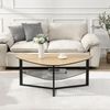 FINEBUY Couchtisch FB111830 Wohnzimmertisch Nierenförmig Eiche Optik Glas Ablage 110 cm (Sofatisch Nierenform 110 cm Eiche Optik Retro), Wohnzimmertisch mit Glasablage, Metallgestell Bild 4