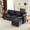 Merax Chenille-Stoffsofa, Dreisitzer-Sofa, Viersitzer-Sofa, L-förmiges Ecksofa mit Fußhocker, grau Bild 2