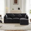 Merax Chenille-Stoffsofa, Dreisitzer-Sofa, Viersitzer-Sofa, L-förmiges Ecksofa mit Fußhocker, grau Bild 3
