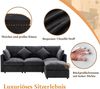 Merax Chenille-Stoffsofa, Dreisitzer-Sofa, Viersitzer-Sofa, L-förmiges Ecksofa mit Fußhocker, grau Bild 5