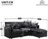 Merax Chenille-Stoffsofa, Dreisitzer-Sofa, Viersitzer-Sofa, L-förmiges Ecksofa mit Fußhocker, grau Bild 4