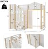 Ulife Etagenbett Hochbett Kinderbett mit LED-Leuchten, Fensterform, Ablageleiter (1-St, Ohne Matratze), Weiß+Natur,90x200 cm Bild 2