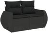vidaXL 9-tlg. Garten-Sofagarnitur mit Kissen Schwarz Poly Rattan 3327240 Bild 3