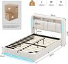 MSMASK Polsterbett mit Steckdosen & LED Beleuchtung, Stauraum und Kopfteil, 150×215 cm, Beige, mit Stauraum & LED Beleuchtung Bild 2