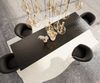 Esstisch Edge 300x100 Reliefglas Rauchschwarz 3D-Design Edelstahl Schräg Bild 5