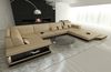 Sofa Messana in Leder - Kunstleder - sandbeige-schwarz - Rechts Bild 3