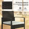 Rattan Bistroset, 3 teiliges Gartenmöbel-Set mit 2 Gartenstühlen, Couchtisch, abnehmbar Kissen Cremeweiß Bild 5
