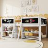 Kinder Halbhohes Bett 90x200cm mit Aufbewahrungsfächern,Sicherheitsgeländer,stabile Leiter, Zeichentafel,multifunktionales Hochbett Bild 3