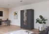 Rauch Möbel Lagoa, Kleiderschrank, Garderobe für Schlafzimmer, Kinderzimmer, Jugendzimmer 3-türig mit Spiegel, 2 Schubladen, Farbe Grau metallic, Schwarz, Breite 136 cm Bild 2