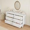 GarveeMore Kommode TV-Schrank mit 6/7 tiefe Schubladen für Schlafzimmer, Wohnzimmer, Flur, im Boho-Modern-Stil, geschwungenes Design, Weiß, 120×40×75 cm Bild 2