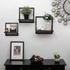 Holz Lichter Wandregal 3‑tlg. Floating Wandregal – Holz & Metall, modern geom. Design, 3-tlg, Schweberegal aus Holz+Metall – platzsparend, vielseitig, langlebig Bild 2