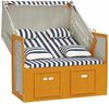 vidaXL Strandkorb mit Kissen Poly Rattan & Massivholz Weiß & Blau 318664 Bild 4