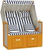 vidaXL Strandkorb mit Kissen Poly Rattan & Massivholz Weiß & Blau 318664 Bild 3