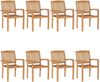 vidaXL Stapelbare Gartenstühle mit Kissen 8 Stk. Massivholz Teak 3073280 Bild 2