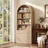 Homfa Bücherregal gewölbter Bücherschrank mit 2 Schubladen, Standregal mit 8 offenen Fächern Büroregal Holz 177x79,5x36cm Bild 2
