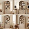 Homfa Bücherregal gewölbter Bücherschrank mit 2 Schubladen, Standregal mit 8 offenen Fächern Büroregal Holz 177x79,5x36cm Bild 4