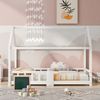 Kindereinzelbett 90×200 cm aus Massivholz mit Tafel und Rausfallschutz, weiß Bild 2