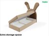 MEBLINI Kinderbett mit Bettkasten KANINCHEN 100x200 Rechts – H3/Braun Samt Gepolstert Einzelbett mit Matratze - Polsterbett mit Stauraum - Bett mit Kopfteil – Stauraumbett Bild 2