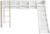 Hochbett 90x200 cm aus Kiefer+MDF, Weiß/Natur mit Rutsche, dreistufiger Leiter und rundum Rausfallschutz Bild 5