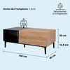 KHG Couchtisch mit 2 Fächern & 1 Schubladen modern, Wohnzimmer-Tisch aus Holzwerkstoff Holzoptik lackiert, Gestell & Akzente in schwarz - 120 x 50 x 38 cm (B/H/T) Bild 5