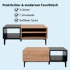 KHG Couchtisch mit 2 Fächern & 1 Schubladen modern, Wohnzimmer-Tisch aus Holzwerkstoff Holzoptik lackiert, Gestell & Akzente in schwarz - 120 x 50 x 38 cm (B/H/T) Bild 4