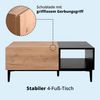 KHG Couchtisch mit 2 Fächern & 1 Schubladen modern, Wohnzimmer-Tisch aus Holzwerkstoff Holzoptik lackiert, Gestell & Akzente in schwarz - 120 x 50 x 38 cm (B/H/T) Bild 2