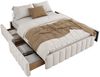 Polsterbett 140×200 cm mit 4 Schubladen, ohne Kopfteil, Lattenrost, Beige, ohne Matratze Bild 5