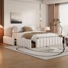 Polsterbett 140×200 cm mit 4 Schubladen, ohne Kopfteil, Lattenrost, Beige, ohne Matratze Bild 3