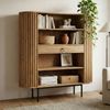 FINEBUY Bücherregal FB60543 Standregal Massivholz 105cm Wohnregal Standregal Stauraumregal, Funktionale Aufbewahrung im zeitlosen Look, Natürliches Möbelstück mit klarer Linienführung Bild 2