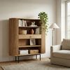 FINEBUY Bücherregal FB60543 Standregal Massivholz 105cm Wohnregal Standregal Stauraumregal, Funktionale Aufbewahrung im zeitlosen Look, Natürliches Möbelstück mit klarer Linienführung Bild 3