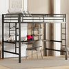 Bett Hochbett 140x200 cm mit Schreibtisch und Regalen – platzsparendes Metallgestell, schwarz, belastbar bis 120 kg Bild 4