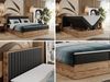 Boxspringbett mit dekorativem Kopfteil und zwei Bettkästen, Eiche Holzrahmen - ALBERO 4 - 180x200 cm - Schwarz Kunstleder - H3 Bild 2