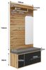 Merax Garderoben-Set mit Spiegel & Sitzkissen, Kompaktgarderobe in Schwarz-Holzoptik, (1-St, 100×190×38 cm), Flurgarderoben-Set mit Schuhschrank, Kleiderhaken & Soft-Close-Türen Bild 4