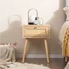 COSTWAY Nachttisch (1-St), mit Schublade und Rattan-Design, Eiche, 40x40x55cm Bild 2