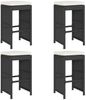 vidaXL Garten-Barhocker mit Kissen 4 Stk. Schwarz Poly Rattan 368689 Bild 2