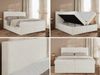 Boxspringbett mit Multipocket-Matratze und Topper, Doppelbett, Struktur dekostoff, Polsterbett mit Bettkästen - JAGUAR - 200 x 200 cm - Weiß Struktur - H4 Bild 2