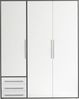 Stella Trading LYSS Kleiderschrank weiß mit Schubladen - Vielseitiger Schlafzimmerschrank 3-türig in Weiß, Graphitfarben - 155 x 194 x 58 cm (B/H/T) Bild 3