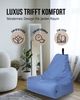 PATCH HOME Lounge Sessel Sitzsack– XL – Blaugrau, bequemer Sitzsack aus Luxus-Polyester-Gewebe, bereits befüllt Bild 5