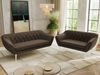 Skandinavisches Sofa Set PIRS 3-2, Komplettset, Wellenfederung, weiße Füße, Sitzgruppe, Polstermöbel Set - Braun Velvet Bild 3
