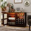 COSTWAY Weinschrank mit LED Küchenschrank mit Rollen& verstellbarem Regal 108cm Bild 2