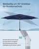 SONGMICS Sonnenschirm 300 cm, UPF 50+, Strandschirm, beidseitig um 30° knickbar, Sonnenschutz, mit Kurbel zum Öffnen/Schließen, für Terrasse, Balkon, Pool, mit Ständer, blau Bild 4