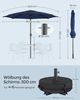 SONGMICS Sonnenschirm 300 cm, UPF 50+, Strandschirm, beidseitig um 30° knickbar, Sonnenschutz, mit Kurbel zum Öffnen/Schließen, für Terrasse, Balkon, Pool, mit Ständer, blau Bild 5