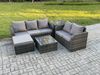 Fimous Polyrattan Gartenmöbel Sets 6-Sitzer Garten Sofa im Freien Set Quadratischer Couchtisch 2 Großer Hockern Beistelltisch Bild 2