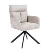 HOME DELUXE Esszimmerstuhl mit Armlehne ALUNA Chenille - 6er Set Beige Bild 4